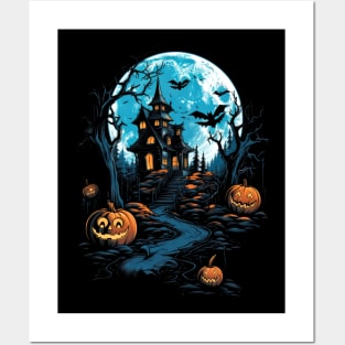 Haunted House Against the Moon Posters and Art